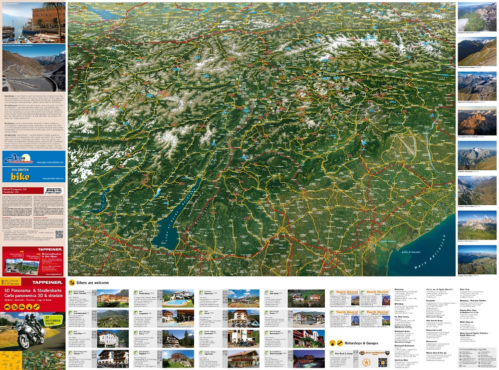 Carta Panoramica 3d Stradale Dolomiti Trentino Lago Di
