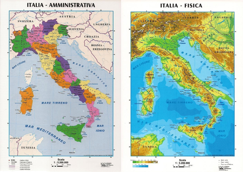 Italia fisica / politica - Carta scolastica da banco Italia fisica / politica - Carta scolastica da banco